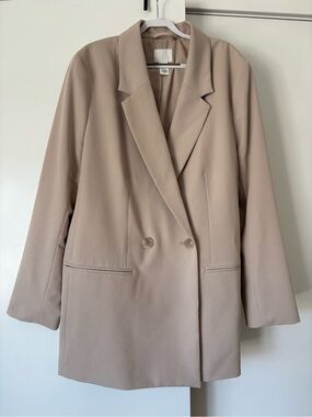 H&M Beige Double-Breasted Blazer Jacket
